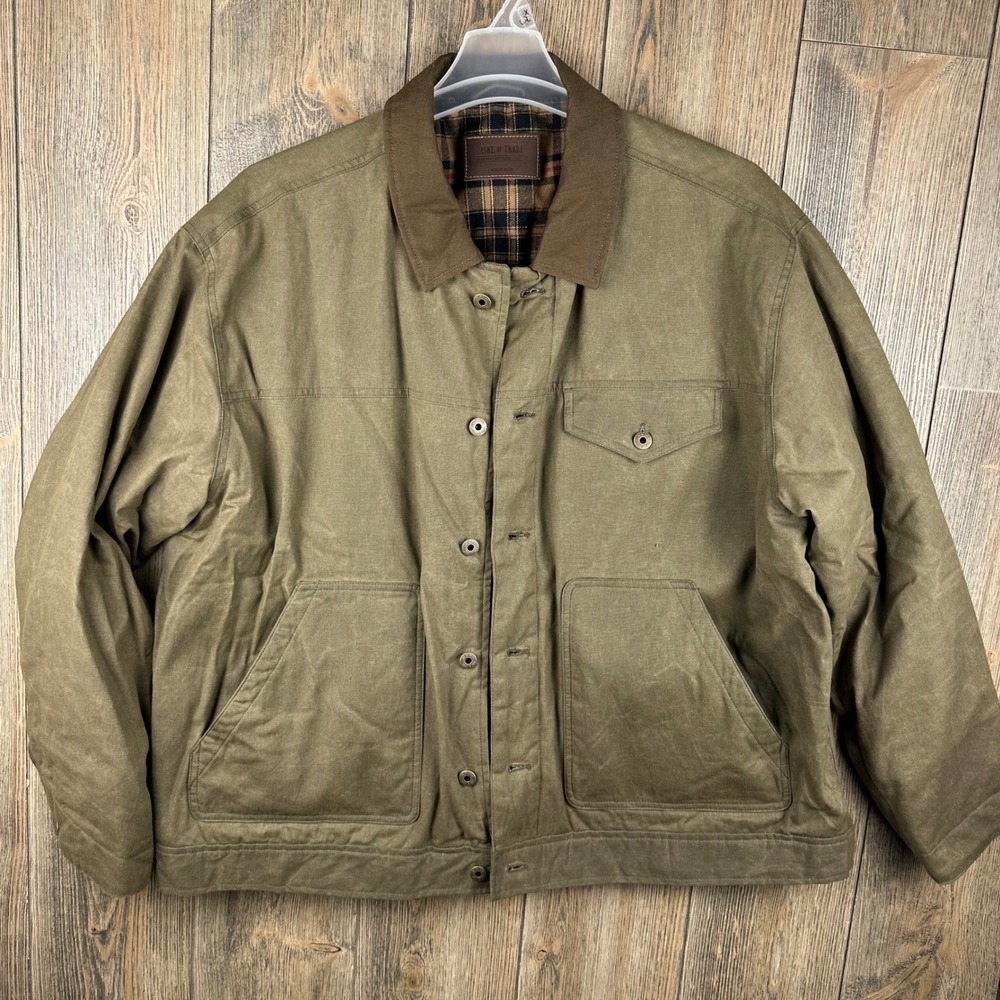 Line of Trade Waxed Ranch Jacket Cotton Flannel Lined Utility Olive Men Size 3XL